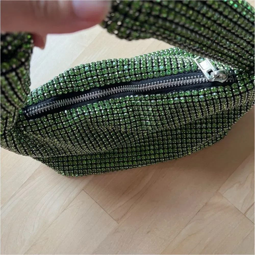 Rhinestone Knot Handle Hobo Bag in Green NWOT